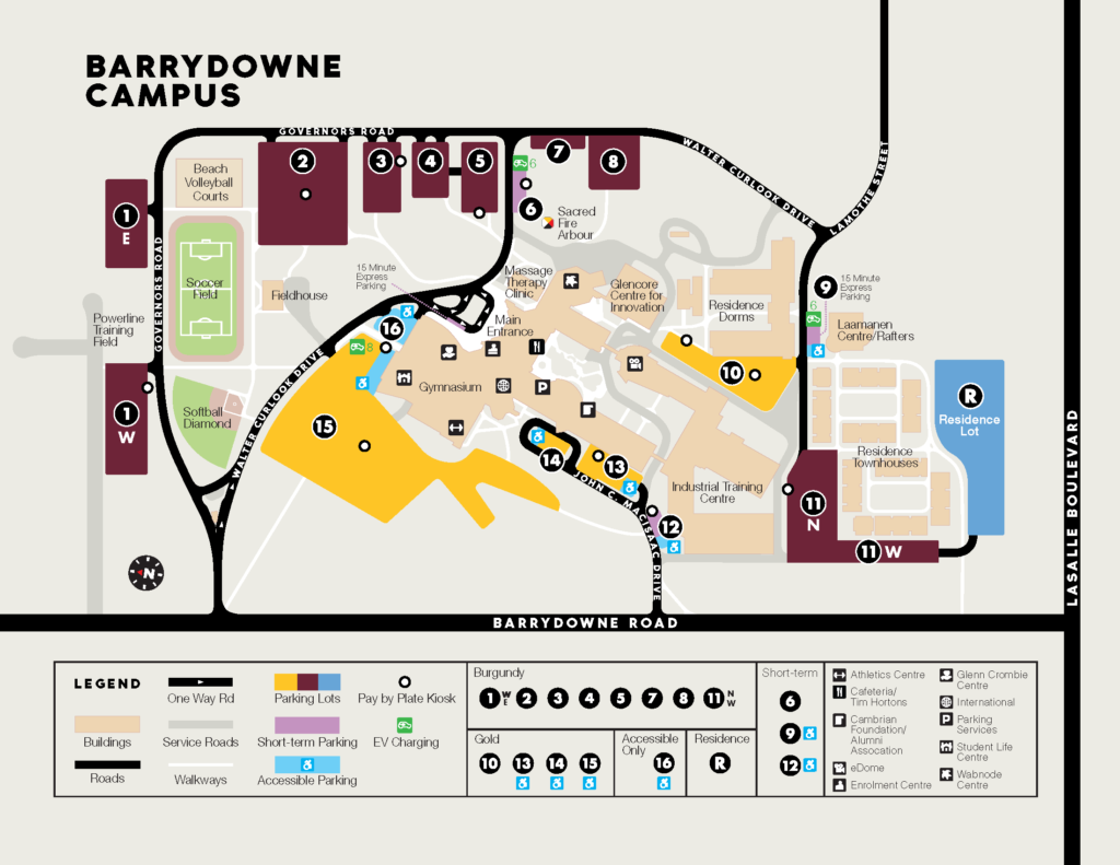Barry Downe Campus Parking Map