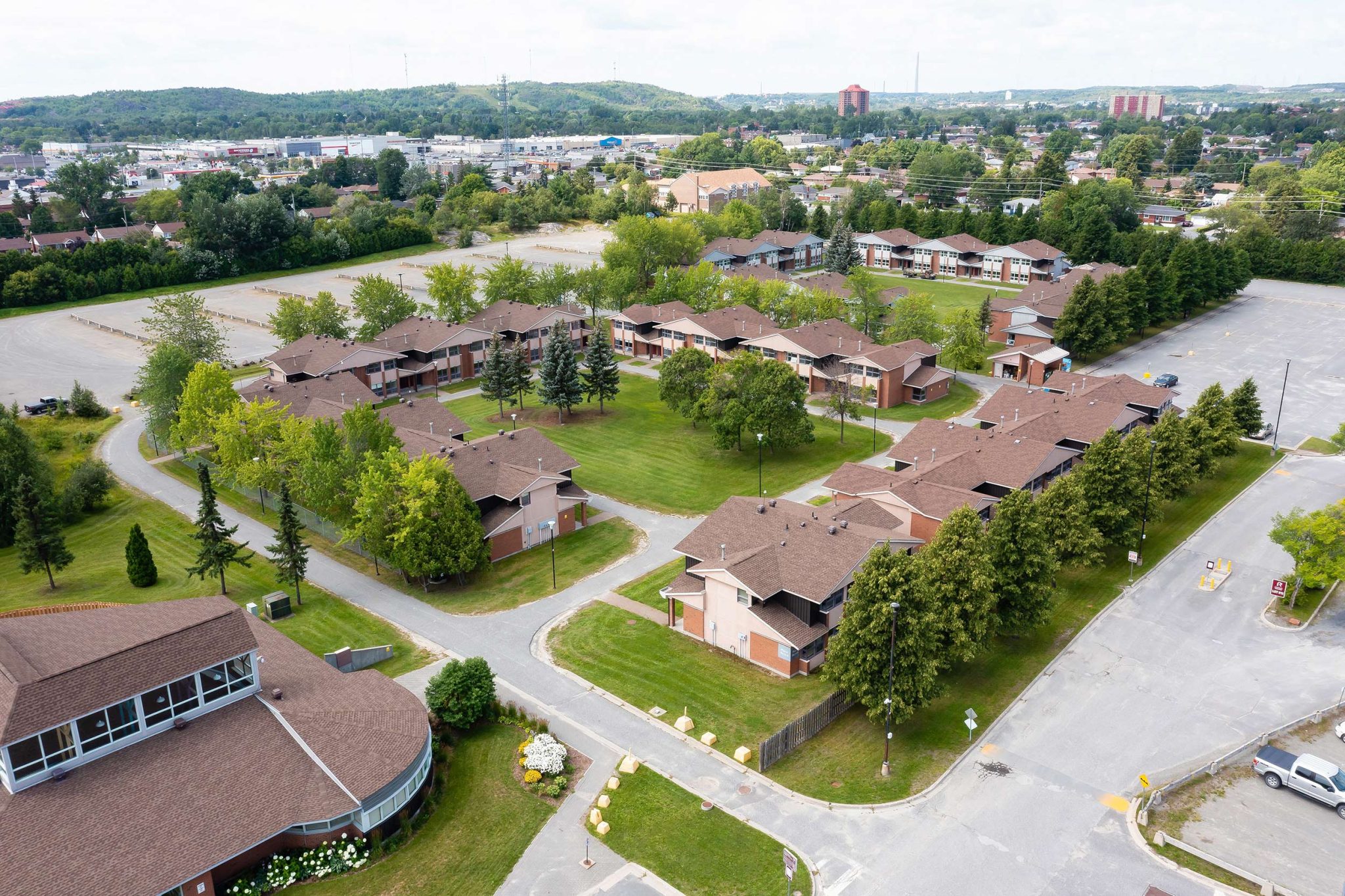 Aerial image of Cambrian college townehouse residence.